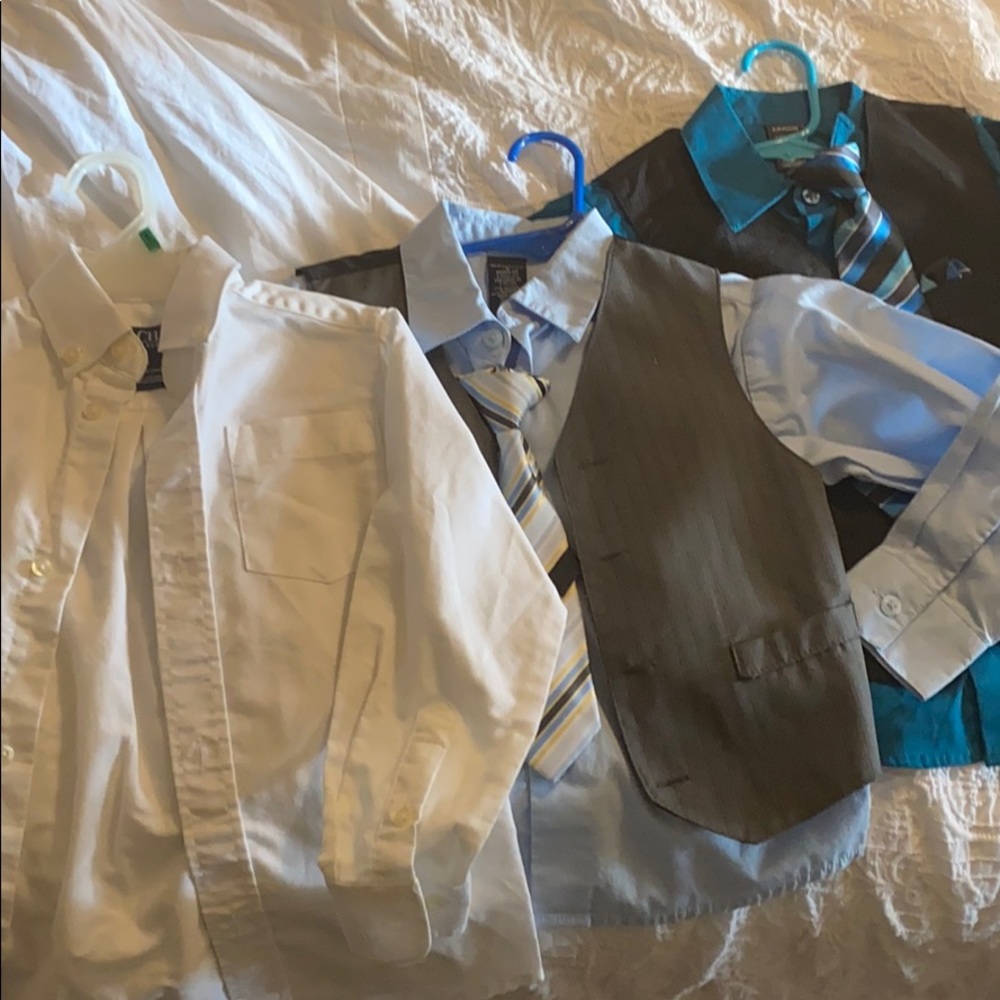 (4) long sleeve dress shirts for little boy